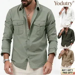 Men’s Multi-Pocket Casual Shirt| Long Sleeve Utility Button Down Shirt