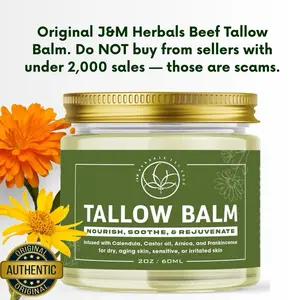 100% Grass-Fed and Finished Beef Tallow with Calendula Castor oil Arnica Beeswax and Frankincense facial moisturizer