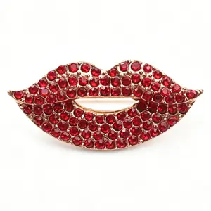 Fashion Lip Brooch Coat Cardigan All-match Sweater Rhinestone Pin Suit Accessory Gift Ladies' Novelty Brooches