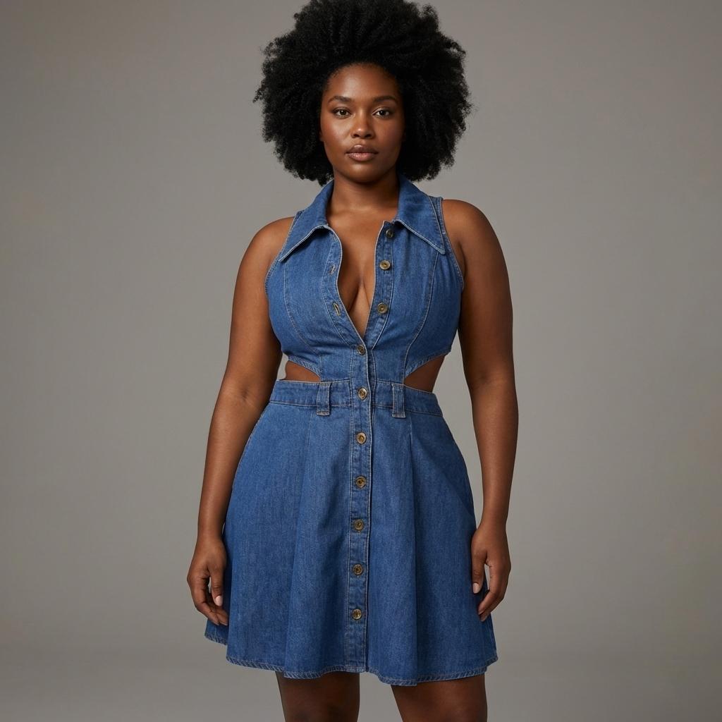 【SIZE UP 1-2】2026 Springfresh Cut-Out Sleeveless Denim Dress, Sundress Casual Outfit, Women Clothing Trendy and Versatile OOTD SpringStatements