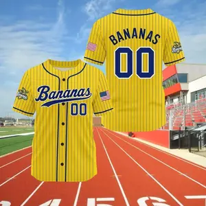 Banana Theme Baseball Jersey – Personalized Name & Number – Funny Fan Gift