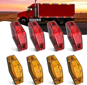 Nilight 2.5 Inch Oval Side Marker Clearance Light 2 LED 4 Amber & 4 Red 80LM High Lumen Waterproof Surface Mount 12V Direct Wire for Truck Trailer Boat RV Semi