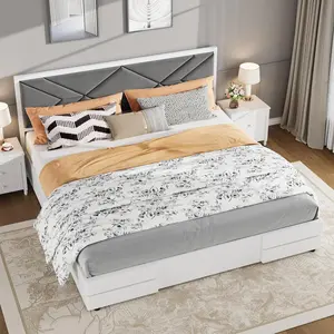 Full Size Upholstered Bed Frame, Tufted Design Soft Headboard, Wooden Slat Support, Mattress Foundation No Box Spring Needed, Stable & Quiet Full Bed Frame for Bedroom, Easy Assembly