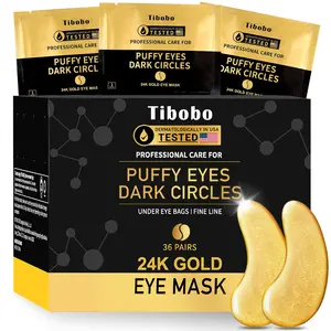 Tibobo 24k Gold Collagen Eye Mask, 24/36 Pairs Deeply Moisturizing Eye Masks, Hydrating Eye Care Mask, Rejuvenating Eye Skin Care Product for Men & Women, Dark Circles Care