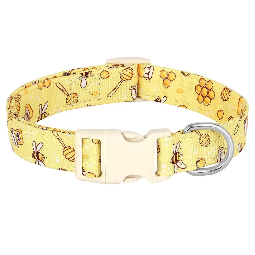 Cute Cartoon Bee Pattern Pet Collar, Casual Pet Collar with Buckle, Pet Supplies for Small Medium Dogs & Cats, Dog & Cat Accessories