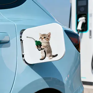 1PC Cute Car Owner Exclusive Kitten Refueling Sticker, Suitable for Car Fuel Cap/Body/Luggage, Fresh & Adorable Decal, Inject a "Kitten Refueling Cute Car Owner" Exclusive Identity into Your Ride