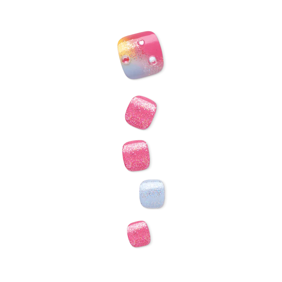 Impress Design No Glue Fake Press On Toenails - Better Days | 3D & Jewel, Multicolor, Short, Square, Pedicure Impress Design No Glue Fake Press On Toenails - Better Days | 3D & Jewel, Multicolor, Short, Square, Pedicure
