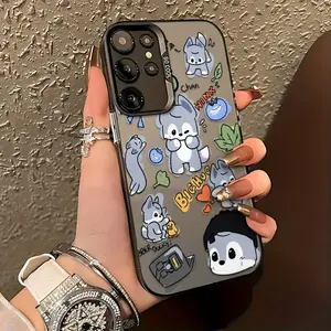 Cartoon cute wolf mobile phone case suitable for Samsung Galaxy, S22FE, S23, S24, S22PLUS.S23ULTRA.S23ULTR, iPhone16, 15 14 13 12 11 Pro Max X XSMAX anti-fall matte back cover protective case