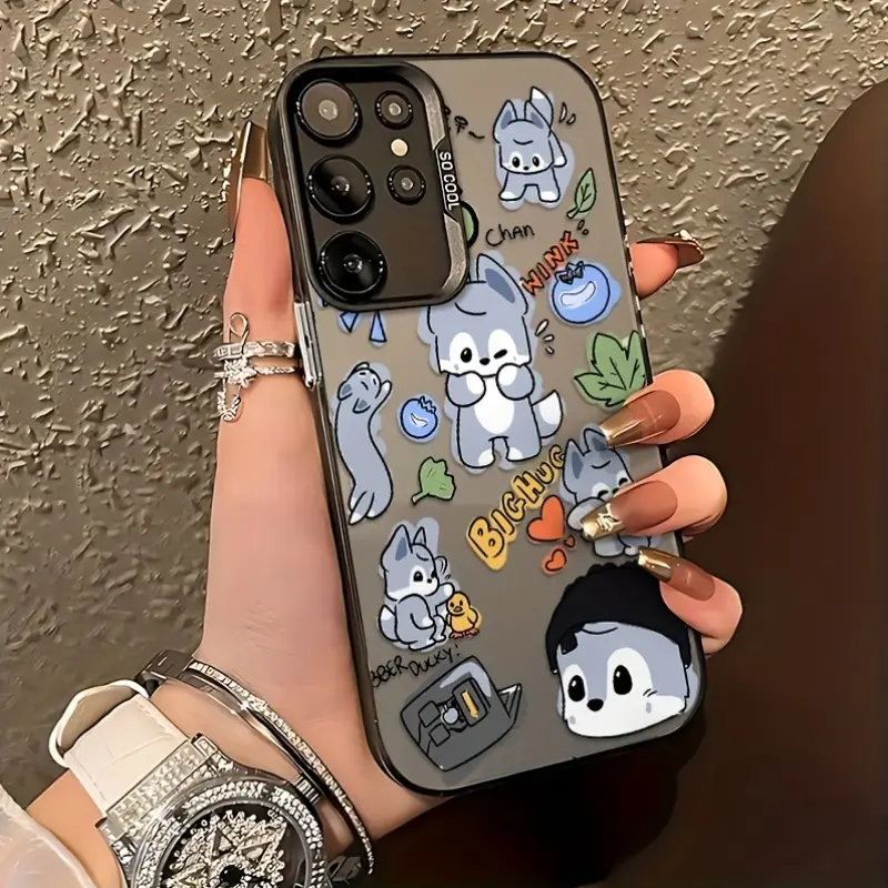 Cartoon cute wolf mobile phone case suitable for Samsung Galaxy, S22FE, S23, S24, S22PLUS.S23ULTRA.S23ULTR, iPhone16, 15 14 13 12 11 Pro Max X XSMAX anti-fall matte back cover protective case, Smartphone, Handheld, Cellphone