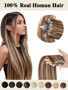 50pcs Micro Loop System Remy Human Hair Extensions Straight Micro Loop Hair Suitable for Women Comfortable And Secure Bonding 12-22Inch 30G