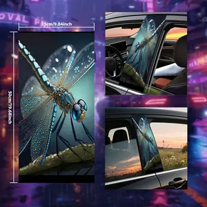 Premium 1 Set Car B-Pillar & Bumper Decals, PVC Waterproof Wear-Resistant Stickers. Blue Dragonfly with Water Droplets Car Stickers: Delicate, Realistic, Fresh and Natural Design. Universal for All Vehicles and Surfaces Including Glass, Metal, Plastic, Ce