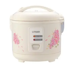 Tiger 5.5 Cup White Rice Cooker, Floral White
