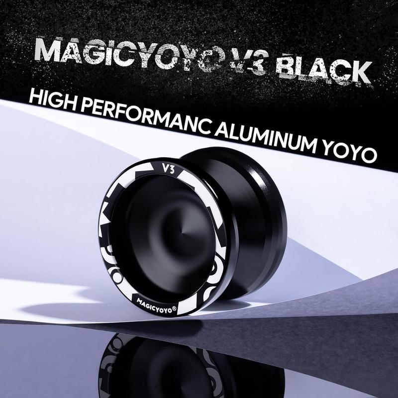 V3 Professional Responsive Yoyo for Kids 8-12 and Adults, Dual Function with 12 Strings, KK Bearing, Bearing Puller, Axle, Case - Black