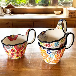Hand-Painted Floral Ceramic with Handle, Microwave Safe, Insulated for Hot & Cold Drinks, Reusable Coffee Cup, Perfect Gift, Ceramic Mugs