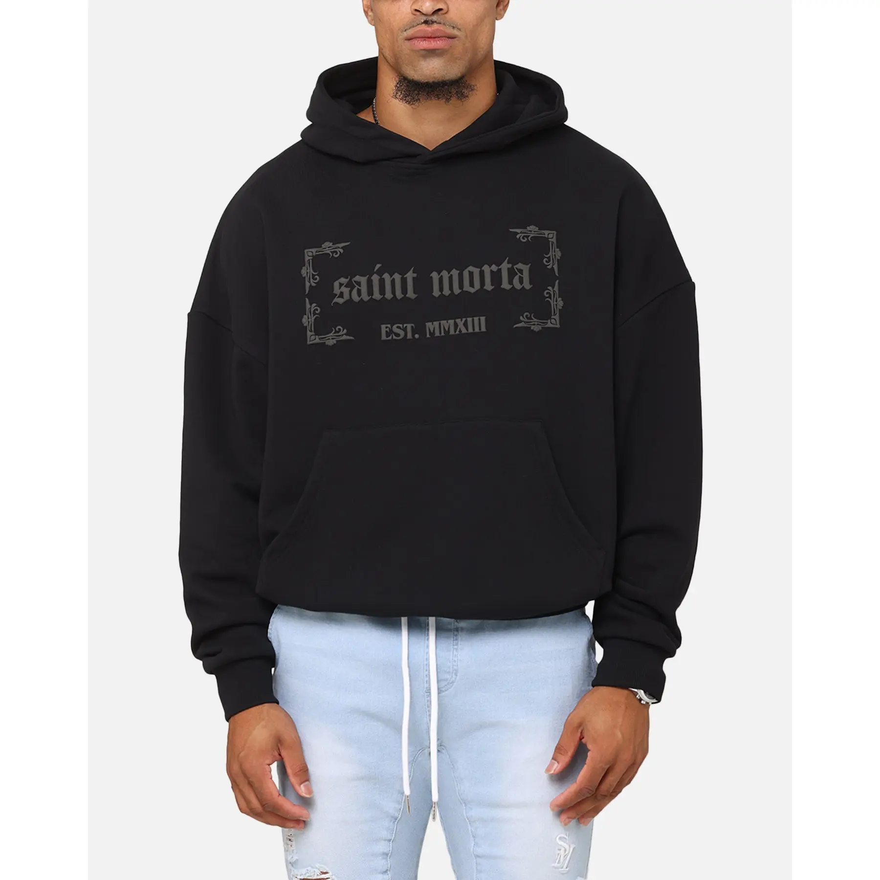 Saint Morta Repentant Heart Boxy Hoodie Black/Black