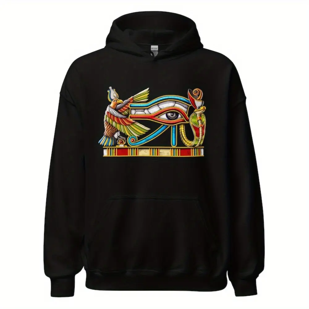 Egyptian Eye Of Horus Hoodie Ancient Egypt Hoodie Egyptian Mythology Hoodie Symbol Sweatshirt Egyptian Gods Clothing Egyptian Clothes Men's Fashion Hoodie Comfortable and Trendy Hooded Pullover Soft and Breathable Suitable for Autumn and Winter