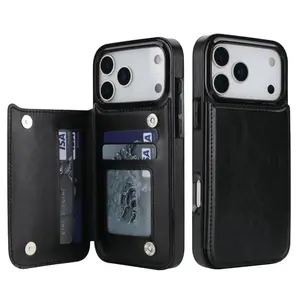 High Business Sle Leather Wallet Phone Case for IPhone 17 Pro Max 17Air with Kickstand Card Slots Shockproof Protection Cover
