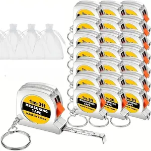 20pcs Mini 1.5 Inch Tape Measure Keychains, Durable Metal, 10 Keychains and 10 Gauze Bags, Ideal for Daily Use and Party Gifts