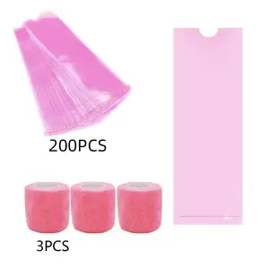 203pcs Tattoo Pen Bag Set with 3 Tattoo Bandages, Includes 200 Tattoo Pens, Plastic Material, Non-Flammable Liquid, No Ca Prop 65 Warning