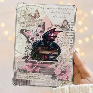 Book Rose Dragon Fantasy Romance Dragon Retro Vintage Magnetic Kindle Grip Book Lover Cute Bookish Kindle Accessories Phone Holder PopSocket Phone Grip Magnetic Pop Socket Phone Grip