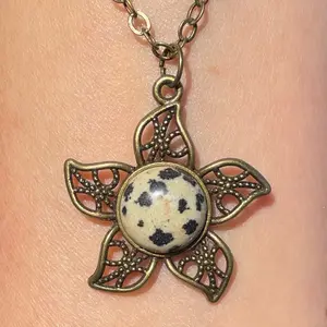 Dalmatian Jasper Natural Gemstone Star Necklace  #handcrafted