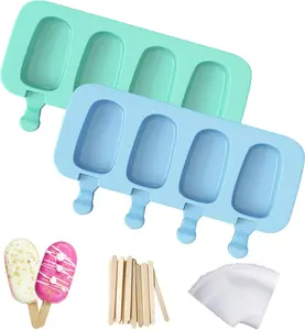 2 Pack Homemade Cake Pop Molds, Reusable Silicone Popcical Molds Maker Ice Pop Cream Molds Cakesicle Molds with 50 Wooden Sticks & 50 Popsicle Bags Kitchen Utensils