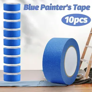 10 Rolls Blue Painters Masking Tape 1 Inch x 60 Yards 5.5 Mil for Walls Painting