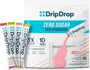 DripDrop Zero Sugar Variety Pack Electrolyte Powder, 8 oz sticks