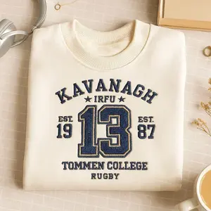 Boys of Tommen Embroidered Sweatshirt – Rugby College Classic Crewneck – Kavanagh 13 Embroidered Hoodie – Book Gift for Readers