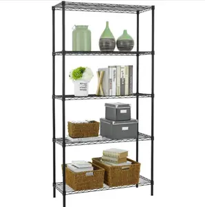 5 Tier Wire Shelving Unit 1250lb Capacity Black