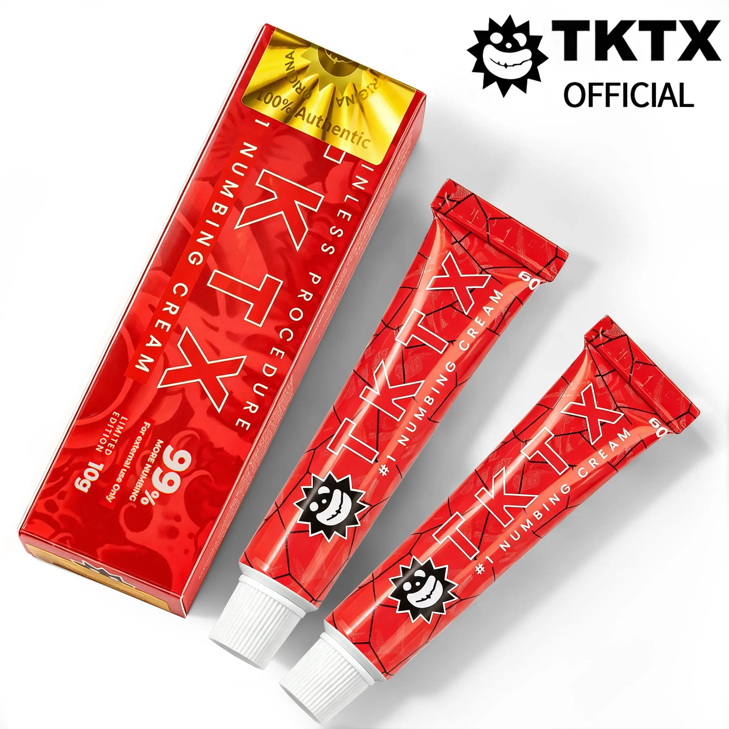 TKTX Tattoo External Cream - Red | Limited Edition 99% Very Strong | Tattoos | Laser Removal | Waxing | Eyebrow Threading | Cosmetic Cream Tattoo Numbing Cream 10g.