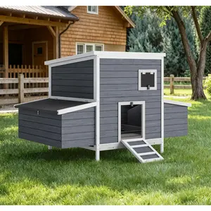 GAOMON Wooden Chicken Coop with Nesting Boxes & Lockable Doors, Outdoor Chicken House, Weatherproof Roof Pet Cage for Guinea Pig, Rabbit, Duck - 62.2x38.6x38.6 in