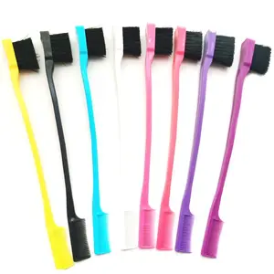 Random Color Edge Brush Comb 2 in 1 Double Sided Edge Control Brush For Hair Salon Hair Comb Brushes Beauty Tools Bling Haircare Heatless
