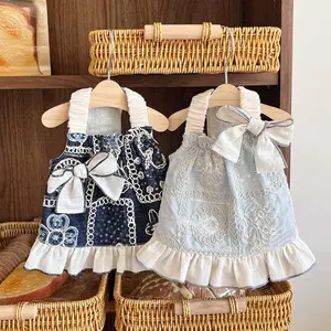 Elegant Pet Dresses, Lace Embroidered Dog & Cat Outfits with Bows, Vintage Embroidered  Ruffle Design for Small Dogs, Adorable Pet Clothing