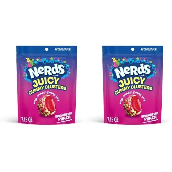 Chewy Tangy-Sweet Strawberry Punch Flavor Gummy Cluster Candies, 2 Stand-Up Bags (7.15 oz Each) – Everyday, Birthday Party Snacks