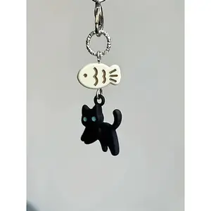 Cute Cat & Fish Design Keychain, Trendy Cute Keychain, Animal Shaped Pendant for Camera, Phone, Backpack, Fashion Accessories for Women & Men