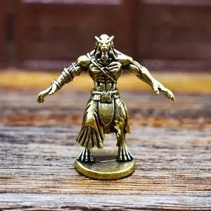 Brass Retro Blood Moon Werewolf Figurine Statue, Unique Home Office Desktop Decoration, Artistic Sculpture for Gothic Decor