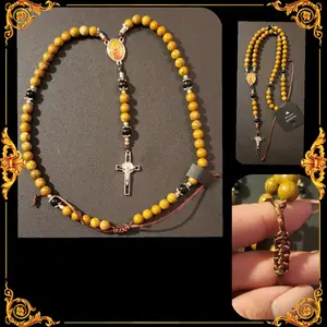 Wood Jasper Crystal Beaded Rosary Adjustable