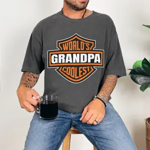 Comfort Colors Women's Soft Short-Sleeve Fabric T-Shirt - World's Coolest Grandpa Retro Tee, Funny Day Gift for Grandpa, Shortsleeve, Breathable