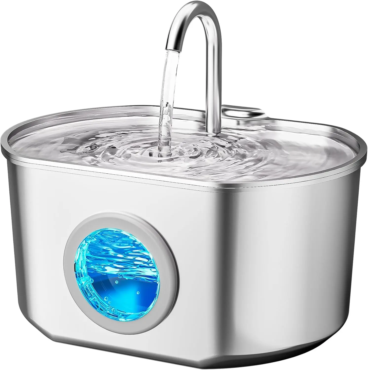 Stainless Steel Cat Water Fountain - 74 oz (2.2L) Automatic Dog & Cat Dispenser Bowl with Quadruple Filtration, Hair Removal, Cleaner Fresher Water, Encourages Drinking (Pet Feeding & Watering Supplies)