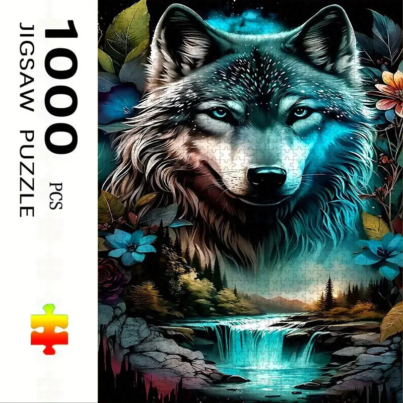 1000 Piece Wolf Nature Theme Puzzle, Jigsaw Puzzles, Large Adult Family Interactive Toy, DIY Home Decor Brain Challenge, Holiday Scene, Art Puzzles Gift, Perfect Gift
