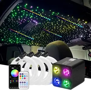 Blue Star Light 36W 4 Color Twinkle 1800 PCS Starlight Headliner Kit & 120 Pcs Colorful Shooting Stars LED Fiber Optic Star Ceiling Lights for Big Vehicle Starry Sky Projector Ceiling Lights Design for Bedroom / Living Room Led Effects
