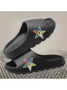 Order of the Eastern Star Emblem Printed Unisex Slides, Non Slip Soft Sole Casual Slippers for OES Members
