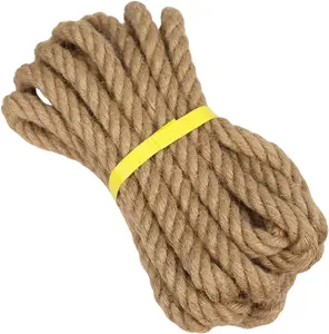 Twisted Manila Rope Jute Rope (3/4 in x 20 ft) Natural Thick Hemp Rope for Crafts, Railings, Hammock, Decorating