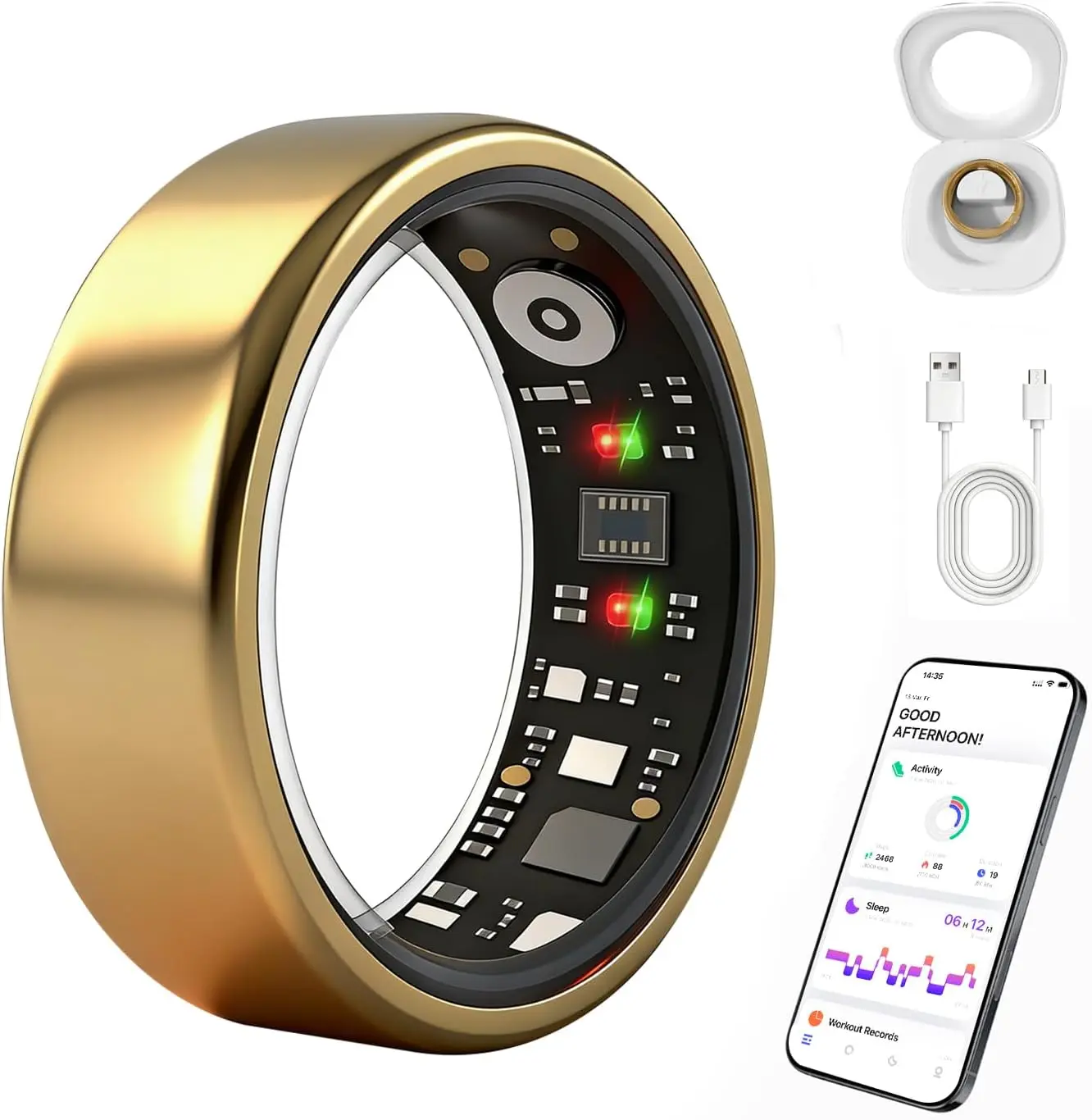 Smart Ring, All-Day Fitness Activity Tracker, Waterproof Wearable Ring with Long Battery Life for Men & Women