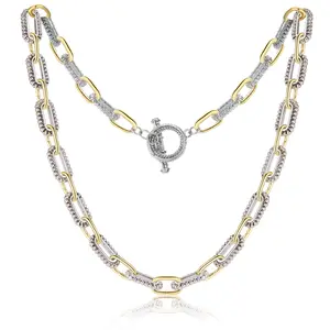 MYTYS Trendy Two Tone Twist Wire Long Link Chain Necklace for Women Men Jewelry Gifts 48cm Bling Stylish Accessory