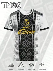 Men's Aztec Printed Soccer Shirt, Comfortable Mexican Crew Neck Top for Match Day, Fitness Training and Casual Wear, Sports Top