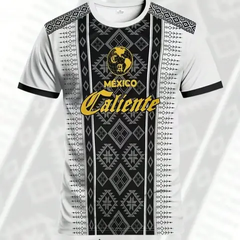 Men's Aztec Printed Soccer Shirt, Comfortable Mexican Crew Neck Top Soccer Jerseys for Match Day, Fitness Training and Casual Wear Sportswear Clothing