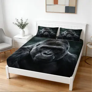 3Pcs Mysterious Animal Portrait Fitted Sheet Set, (2 Pillowcases No Pillow Inserts), Deep Pocket Design, Wear-Resistant Fabric, Perfect for Teen Room, Game Room & Nature Style Home Decor