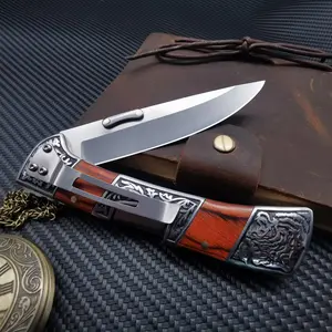 Men's Folding Knife with Clip - Exquisite Carving Pattern, Lightweight Straight Back Blade and V-shaped Grinding Blade, Suitable for Outdoor Survival, Camping, Hunting Hands Design  Camping Knife, Fluorescent Paint Surface fruit sharp blade